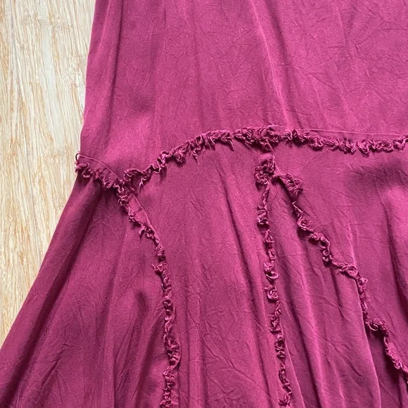 Free People Wine Asymmetrical Hem Double Strap Dress - Picture 4 of 7